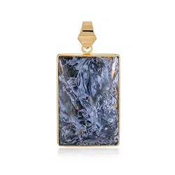 242009240156 Pietersite pendant, rectangle (35 x 25mm), 5.5cm, gold-plated | Marco Schreier