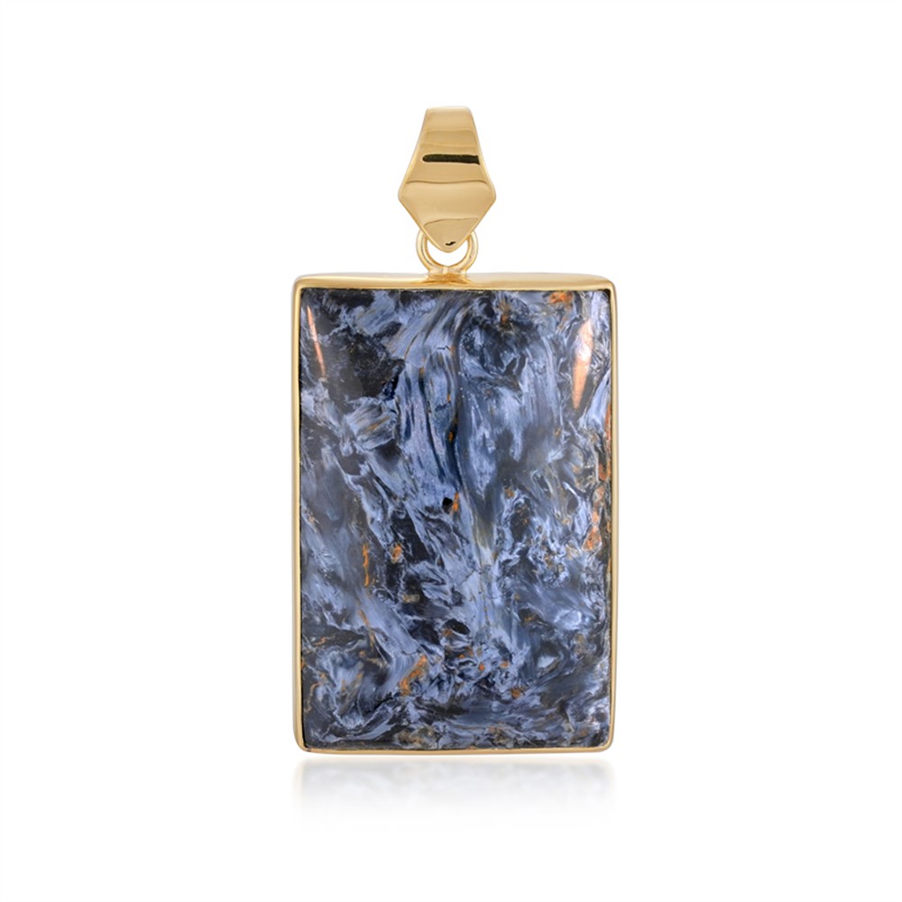 Pendente in pietersite, rettangolo (35 x 25 mm), 5,5 cm, placcato oro | Marco Schreier