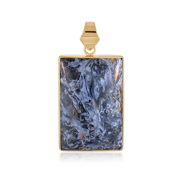 Pietersite pendant, rectangle (35 x 25mm), 5.5cm, gold-plated | Marco Schreier