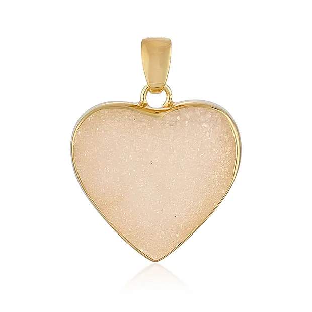 Pendentif Agate (Druzyachat), coeur (26mm), 3,2cm, doré | Marco Schreier