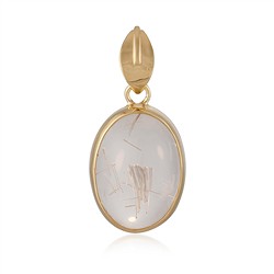242009250006 Pendentif Quartz-Rutile, ovale (19 x 14mm), 2,9cm, rhodi&#xE9; | Marco Schreier