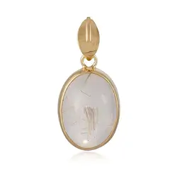 242009250006 Anhänger Rutilquarz, oval (19 x 14mm), 2,9cm, rhodiniert | Marco Schreier