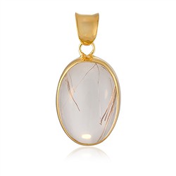 242009250008 Colgante de cuarzo rutilo, ovalado (21 x 15 mm), 3,2 cm, chapado en oro | Marco Schreier