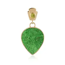 242009250013 Colgante de Uvarovita, gota (24 x 19 mm), 3,8 cm, chapado en oro | Marco Schreier