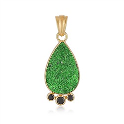 242009250014 Pendant Uvarovite, drop (24 x 16mm), Spinel, 3.8cm, gold-plated | Marco Schreier