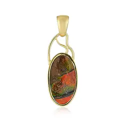242009250022 Pendentif Ammolite, Ovale (21 x 11mm), 3,8cm, doré à l'or fin | Marco Schreier