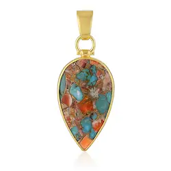 242009250067 Pendant mohave stone (rec.), drop (30 x 18mm), 4.0cm, gold-plated | Marco Schreier