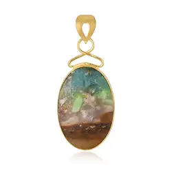 242009250069 Pendente in pietra di Garut, ovale (35 x 24 mm), 5,3 cm, placcato oro | Marco Schreier