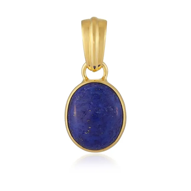 Pendentif Lapis-lazuli, ovale 10 x 12mm), 2,5cm, plaqué or | Marco Schreier