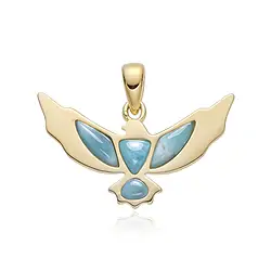 242009250108 Larimar pendant, bird (eagle), 2.9 cm, gold-plated | Marco Schreier