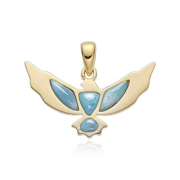 Colgante de Larimar, pájaro (águila), 2,9 cm, chapado en oro | Marco Schreier