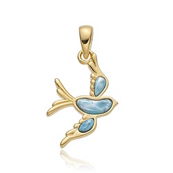 242009250109 Larimar pendant, bird (swallow), 2.0 cm, gold-plated | Marco Schreier