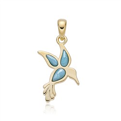 242009250110 Larimar pendant, bird (hummingbird), 2.0 cm, gold-plated | Marco Schreier
