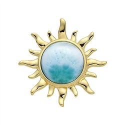 242009250114 Larimar pendant, round (13mm), sun, 2.7cm, gold-plated | Marco Schreier