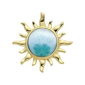 Pendentif Larimar, rond (13mm), soleil, 2,7cm, doré | Marco Schreier