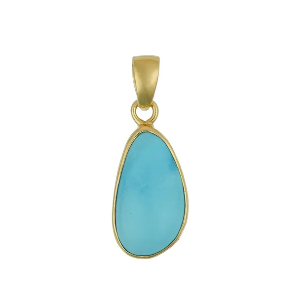 Pendentif Turquoise (stab.), forme libre (20 x 13mm), 3,0cm, doré | Marco Schreier