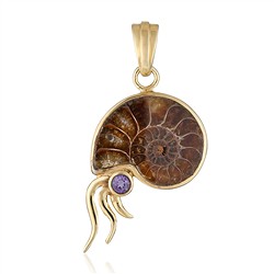242009250144 Colgante de amonita (4,0 x 32 mm), 4,0 cm, chapado en oro | Marco Schreier