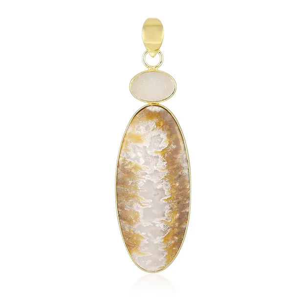 Pendentif Caramel-Druzy, Ovale (45 x 20mm), Druzy, 6,5cm, doré | Marco Schreier