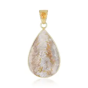 Pendentif Caramel-Druzy, goutte (33 x 23mm), Topaze, 4,4cm, doré à l'or fin | Marco Schreier