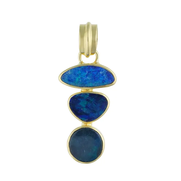 Opal pendant (doublet), 3.9 cm, gold-plated | wholesaler gems & healing stones
