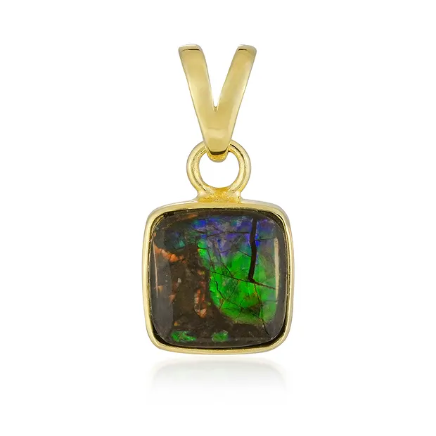 Ammolite pendant, cushion (10mm), 2.2cm, gold-plated | Marco Schreier