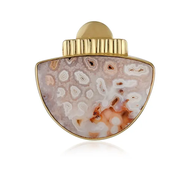 Anhänger versteinerte Koralle (Druzy), Fancy (25 x 35mm), 3,2cm, vergoldet | Marco Schreier