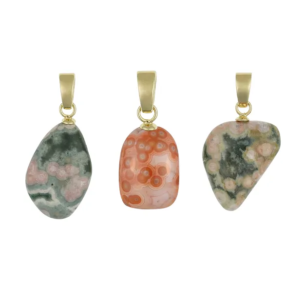 Anhänger Ozean-Jaspis, Freeform (31mm), 4,1cm, vergoldet | Marco Schreier