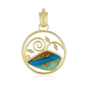 Pendentif Opale d'Atacama, forme libre dans un cercle, 3,7cm, doré | Marco Schreier