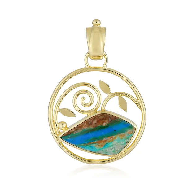 Pendentif Opale d'Atacama, forme libre dans un cercle, 3,7cm, doré | Marco Schreier