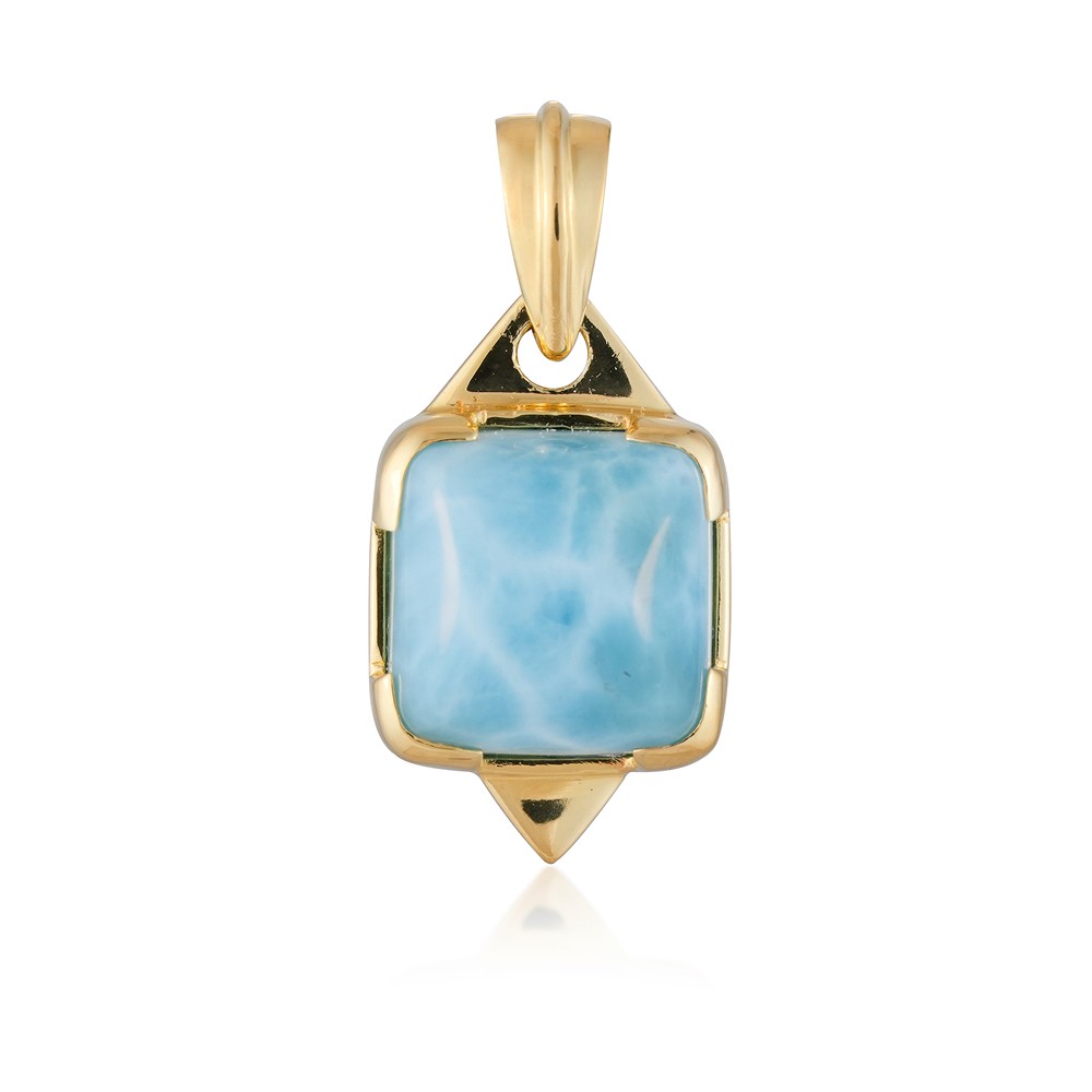 Colgante de Larimar, cojín (12mm), 2,5cm, chapado en oro | Marco Schreier