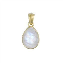 242009250305 Ciondolo Labradorite (bianca), goccia (20 x 15 mm), 3,2 cm, placcato oro | Marco Schreier