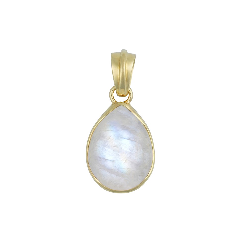 Ciondolo Labradorite (bianca), goccia (20 x 15 mm), 3,2 cm, placcato oro | Marco Schreier