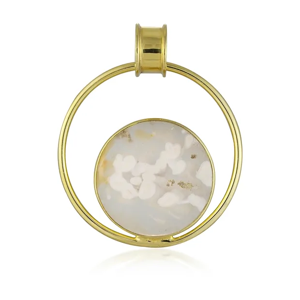 Peace Agate Pendant, Round, 3.5 cm, Gold-Plated | gems, healing stones & jewelry