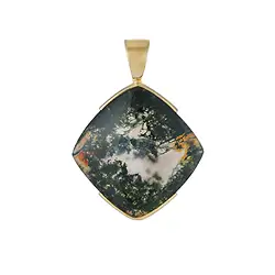242009260037 Pendentif en agate mousse, forme « cushion » (22 × 22 mm), 3,5 cm, plaqué or | Marco Schreier