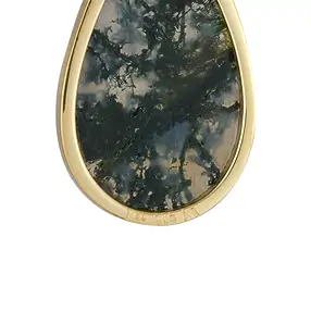Pendentif en agate mousse, forme de goutte (27 × 16 mm), 3,5 cm, plaqué or | Marco Schreier