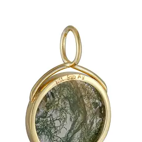 Colgante de ágata musgo, redondo (16 mm), 2,6, chapado en oro | Marco Schreier