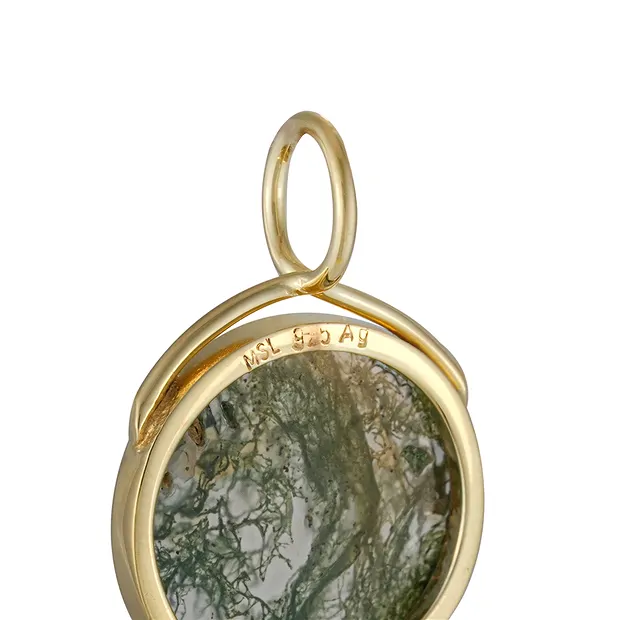 Moss Agate Pendant, Round, 2.6, Gold-Plated | wholesaler gems & healing stones