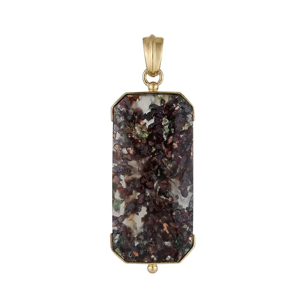 Pendentif Vénus-Calcédoine, rectangulaire, 5,8 cm, plaqué or | Marco Schreier