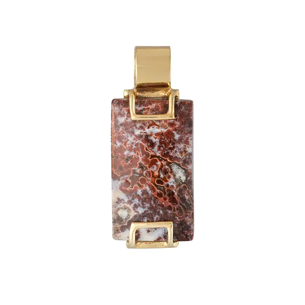 Anhänger Ozean-Jaspis (rot), Rechteck, 2,8cm, vergoldet | Marco Schreier