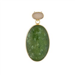 242009260092 Anhänger Nephrit, Oval, Druzy, 5,2cm, vergoldet | Marco Schreier