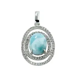 242018140001 Colgante de larimar, topacio, oval (9 x 7 mm), 2,8 cm, rodinado | Marco Schreier