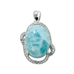 242018140003 Anhänger Larimar, Topas, Oval (16 x 12mm), 2,9cm, rhodiniert | Marco Schreier