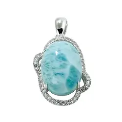 242018140003 Larimar pendant, topaz, oval (16 x 12mm), 2.9cm, rhodiniert | Marco Schreier