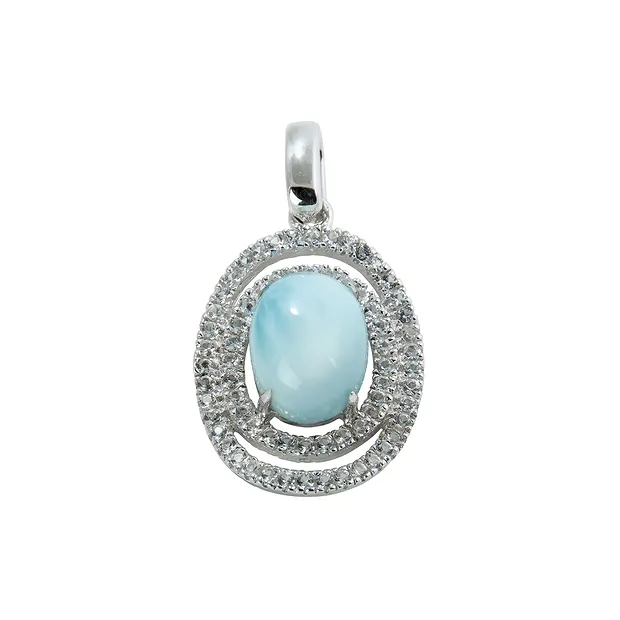 Anhänger Larimar, Topas, 2,5cm, rhodiniert | GH Edelsteine, Heilsteine & Schmuck