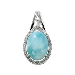 242018140011 Pendente Larimar, topazio, ovale (16 x 12 mm), 3,2 cm, rodiato | Marco Schreier
