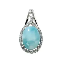 242018140011 Anhänger Larimar, Topas, Oval (16 x 12mm), 3,2cm, rhodiniert | Marco Schreier