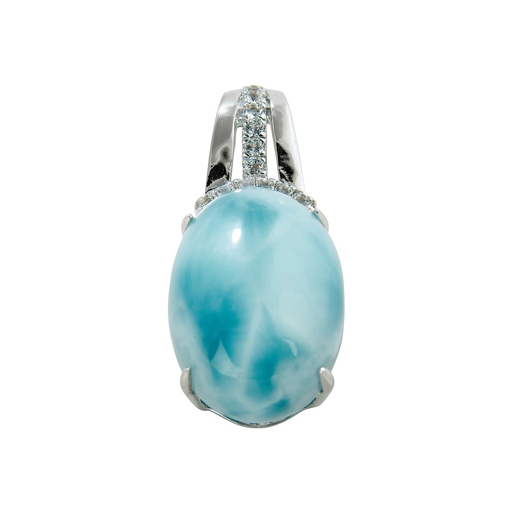 Colgante de larimar, topacio, oval (16 x 12 mm), 2,6 cm, rodinado | Marco Schreier