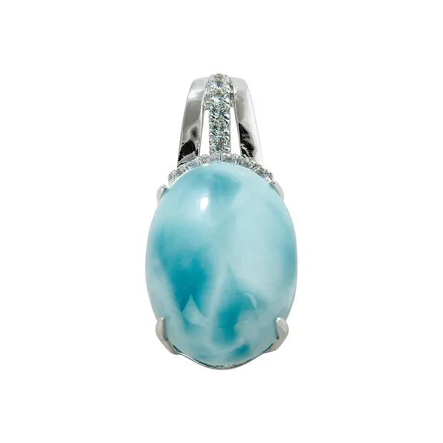 Anhänger Larimar, Topas, Oval (16 x 12mm), 2,6cm, rhodiniert | Marco Schreier