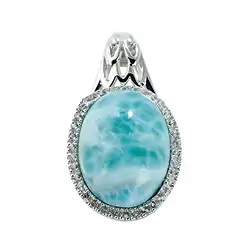 242018140018 Colgante de larimar, topacio, oval (16 x 12 mm), 2,8 cm, rodinado | Marco Schreier