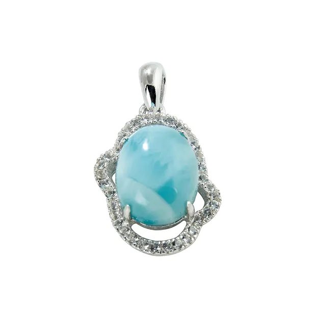 Larimar pendant, topaz, 2.2 cm, rhodiniert | wholesaler gems & healing stones